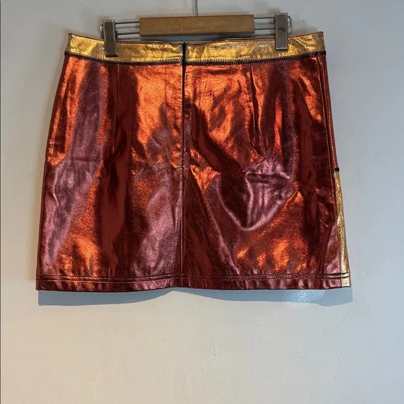Glamorous bronze and gold patchwork faux leather mini skirt size US10 - Picture 4 of 11